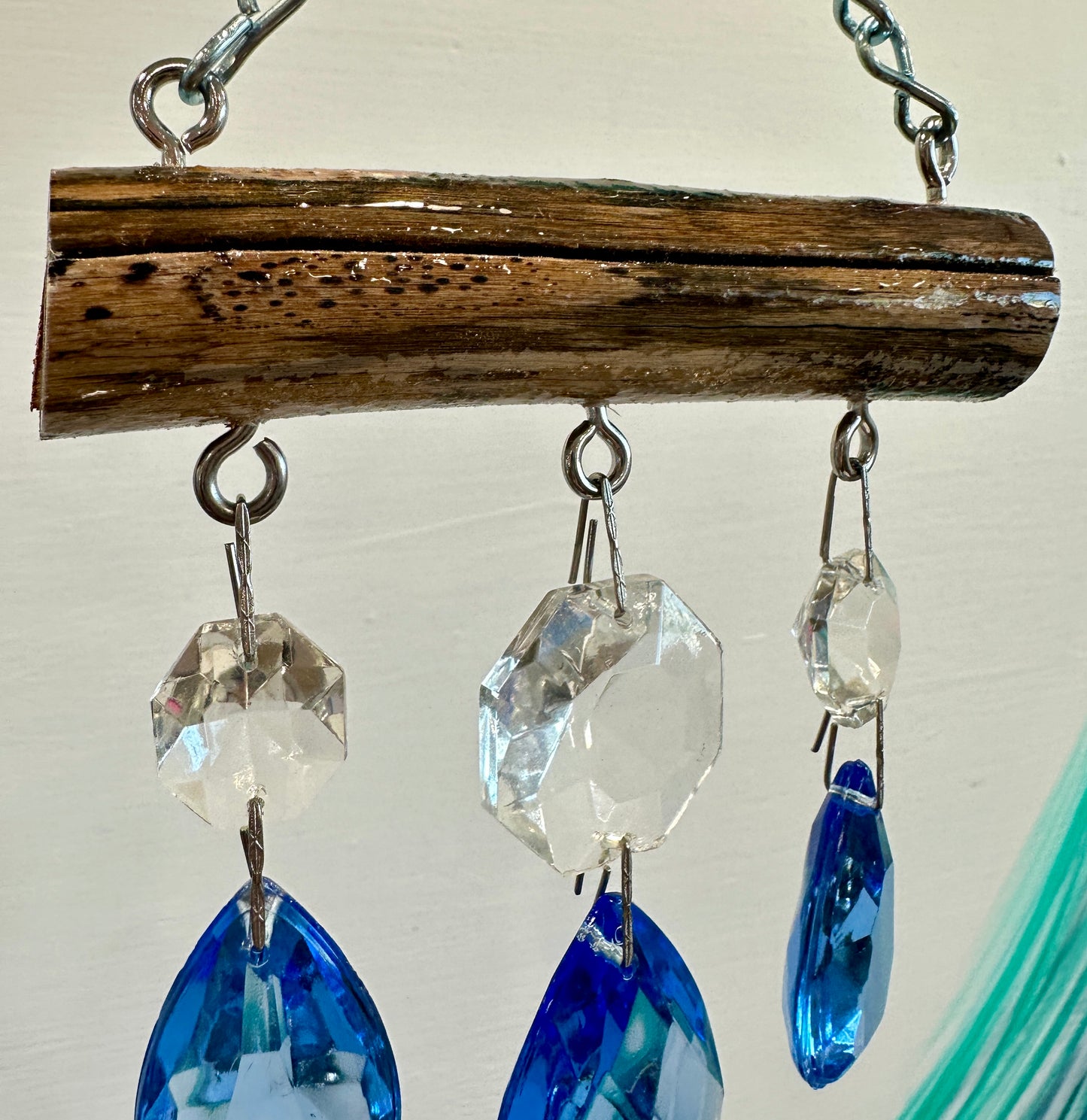 Beautiful Blue Vintage Crystal & Driftwood Sun-catcher
