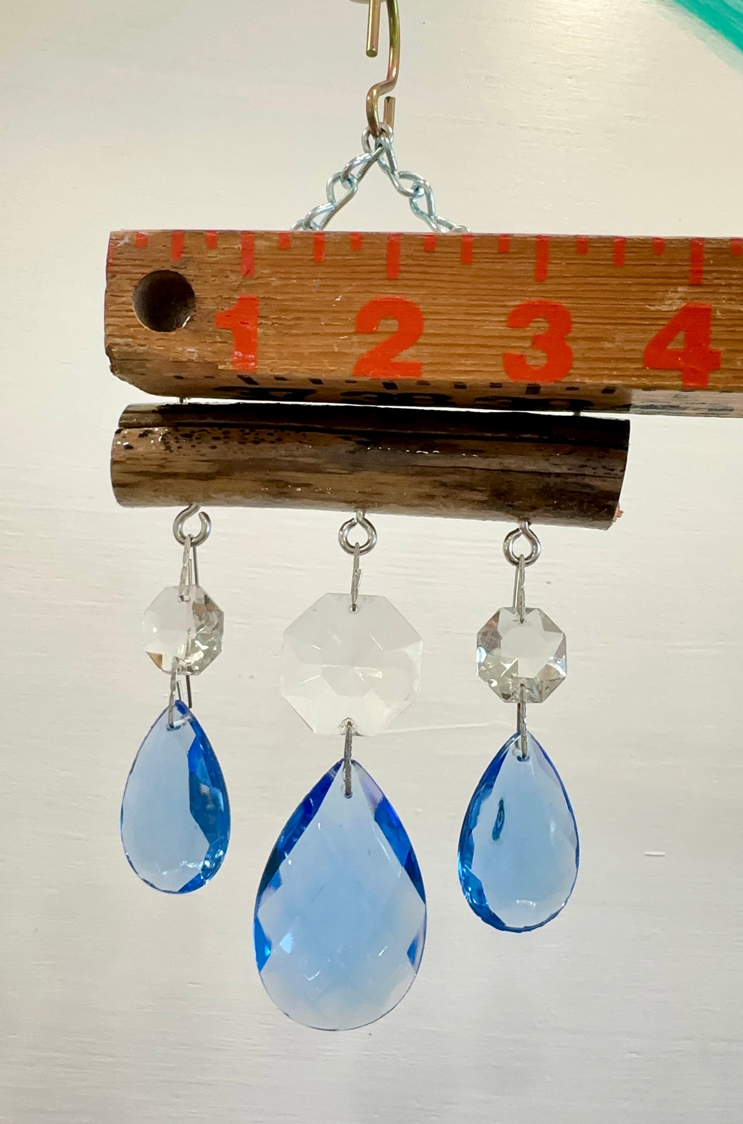 Beautiful Blue Vintage Crystal & Driftwood Sun-catcher