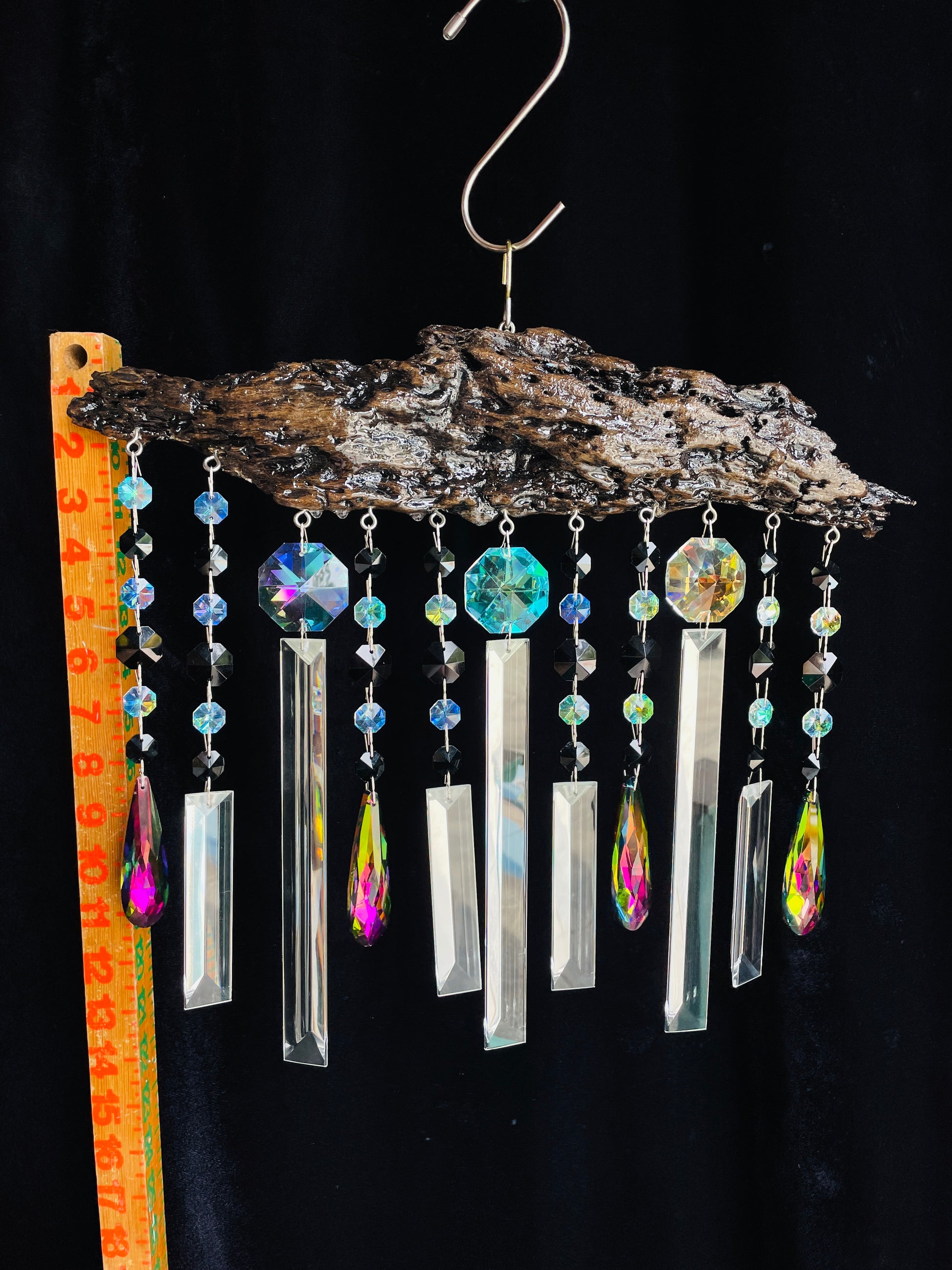 Extraordinary Driftwood & Crystal Sun Catcher Wind Chime 11 Stand