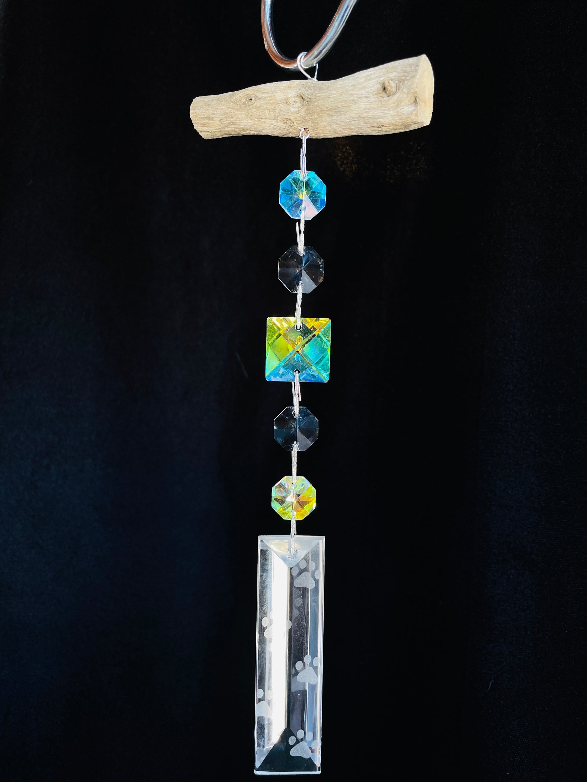chandelier crystal doggy foot prints suncatcher by Dazzling Driftwood