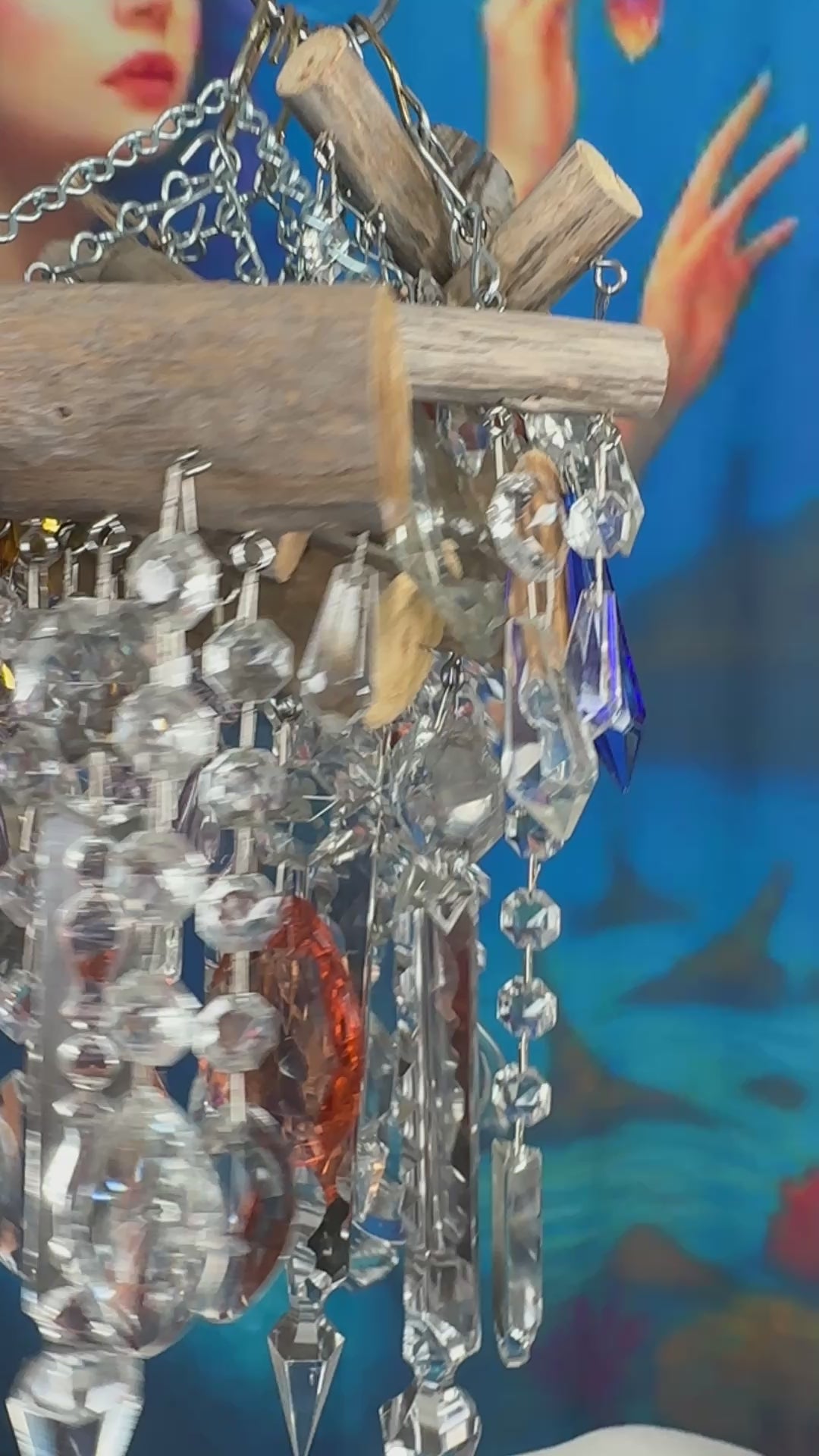 Vintage Chandelier Crystal Wind Chimes | Dazzling Driftwood