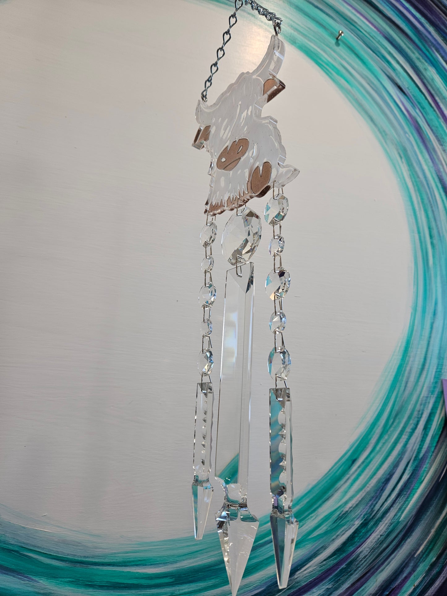 Dazzling Epoxy Highland Cow Suncatching Windchime 3 Strand