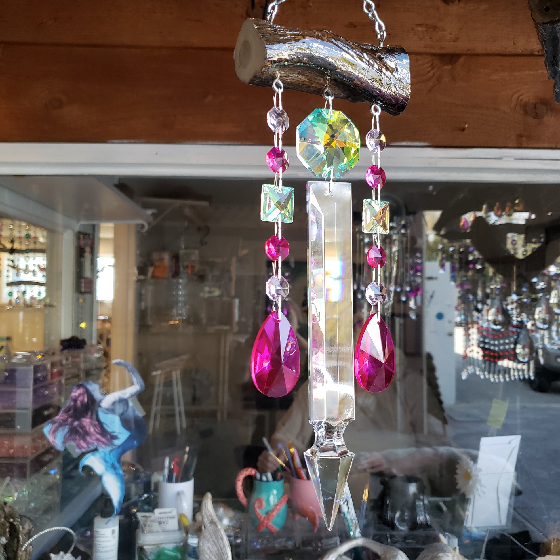 wind-chime sun-catcher dazzling driftwood unique gift