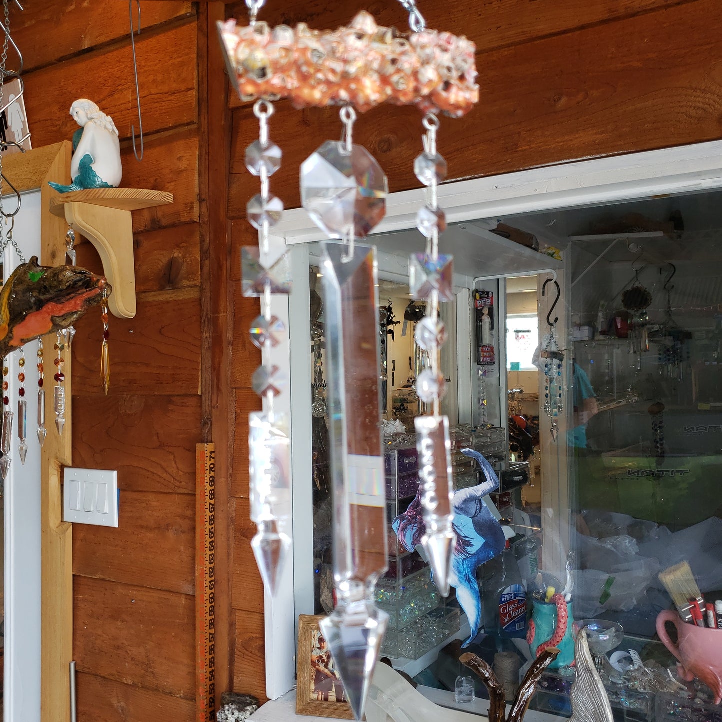 Barnacle Driftwood & Crystal Sun Catcher Wind Chime 3 Strand