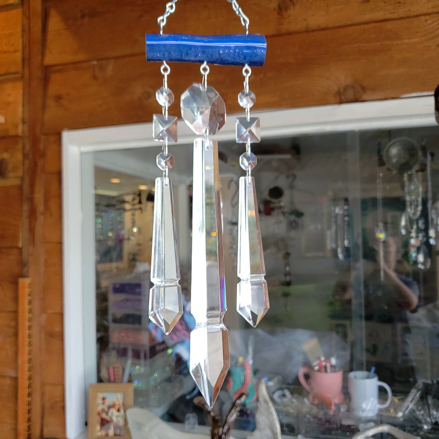 handmade wind-chime chandelier crystals dazzling driftwood unique gifts