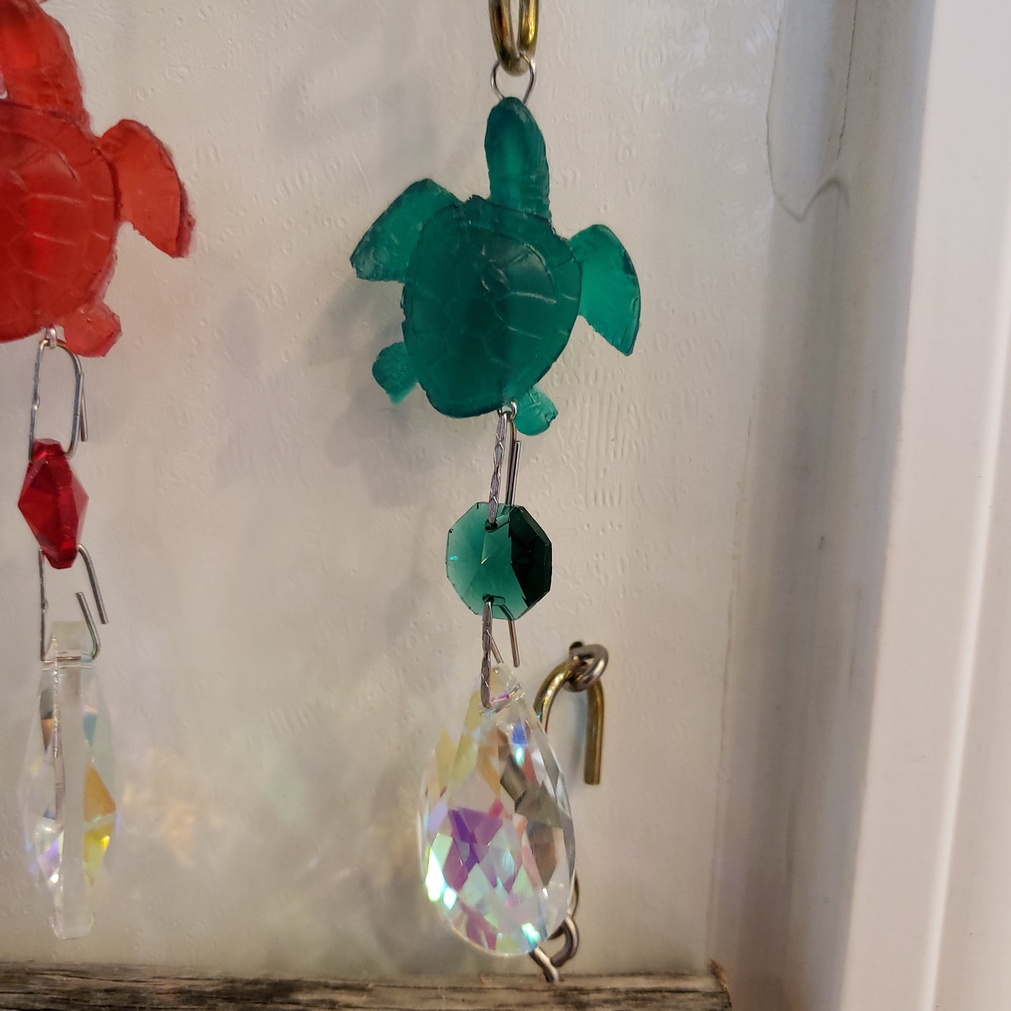 green epoxy resin sea turtle chandelier crystals