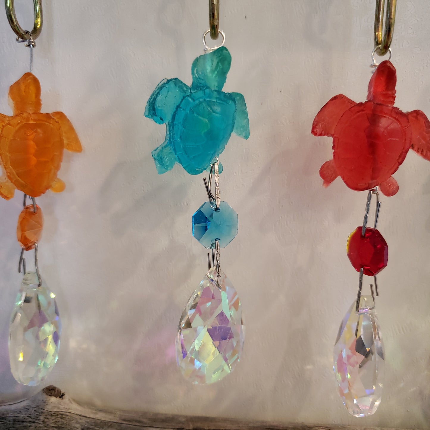 light blue sea turtle epoxy resin chandelier sun catching crystal
