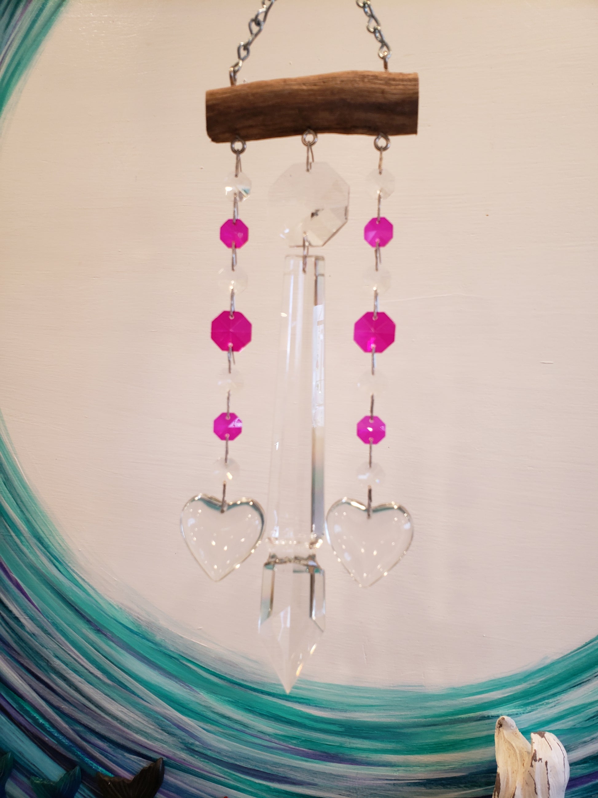 Dazzling Driftwood hand made chanxelier crystal windchime