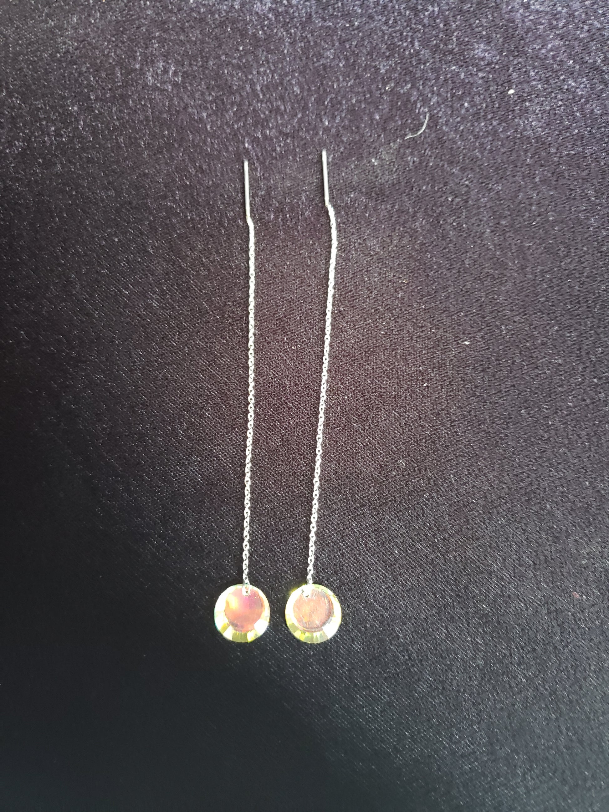 Round Swarovski Aurora Borealis earrings Dazzling Driftwood