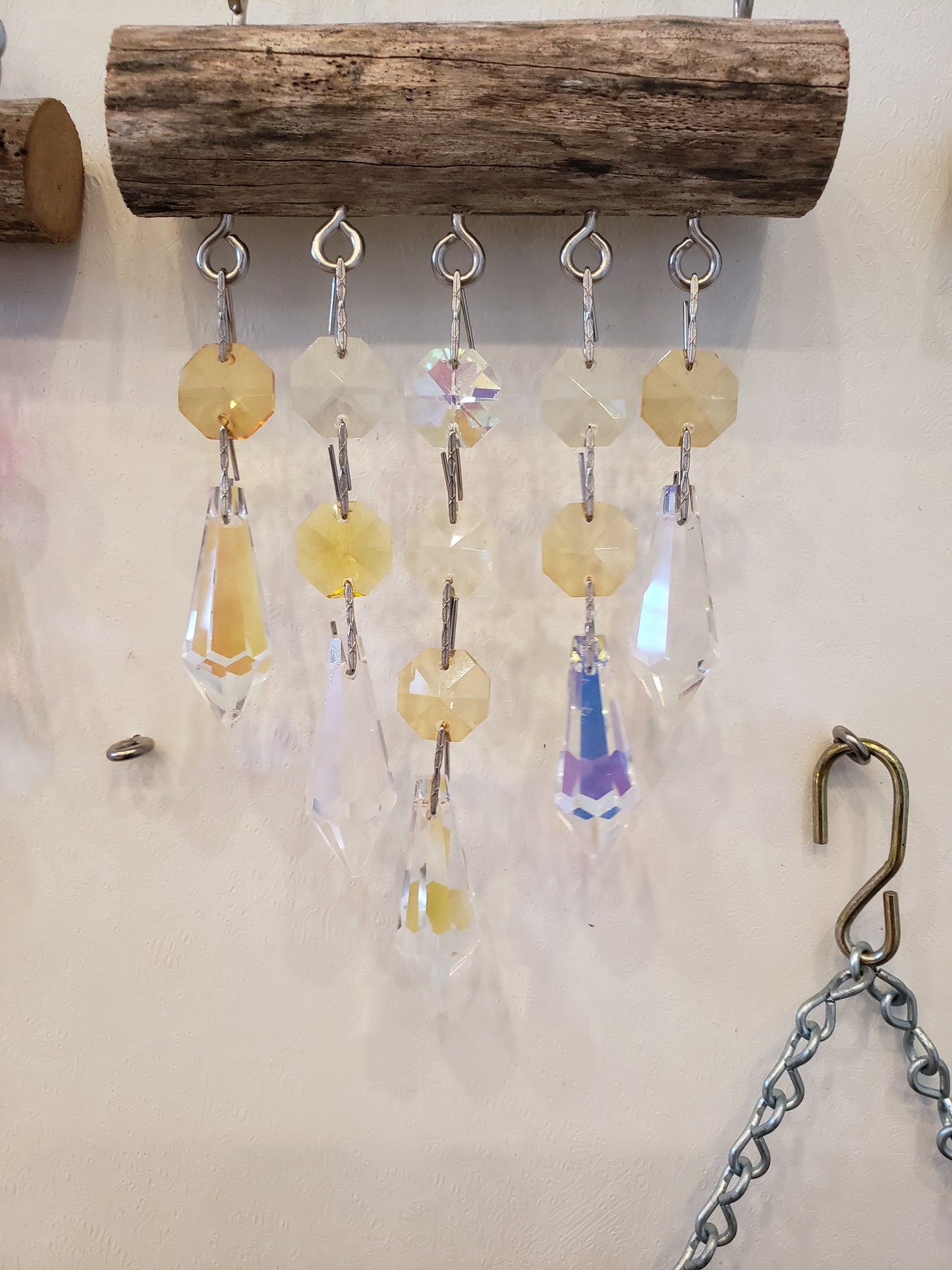 Yellow chandelier crystal suncatcher Dazzling Driftwood
