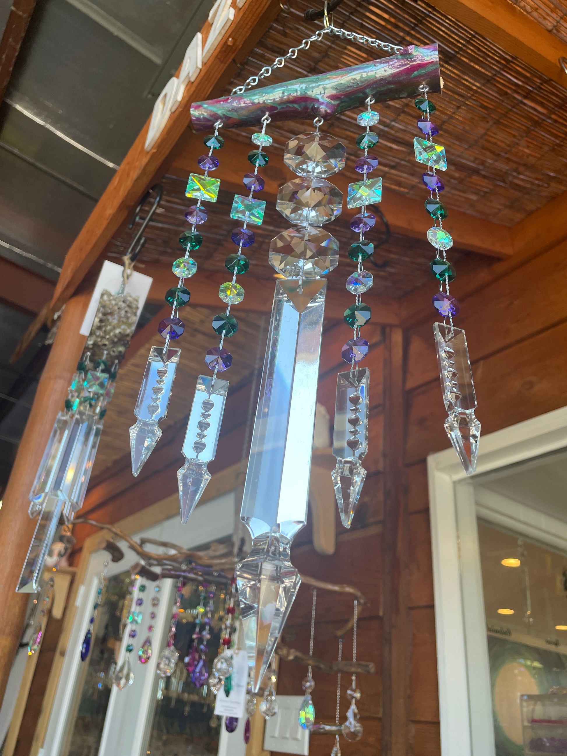 rainbow tree wind-chime chandelier crystal art hand made