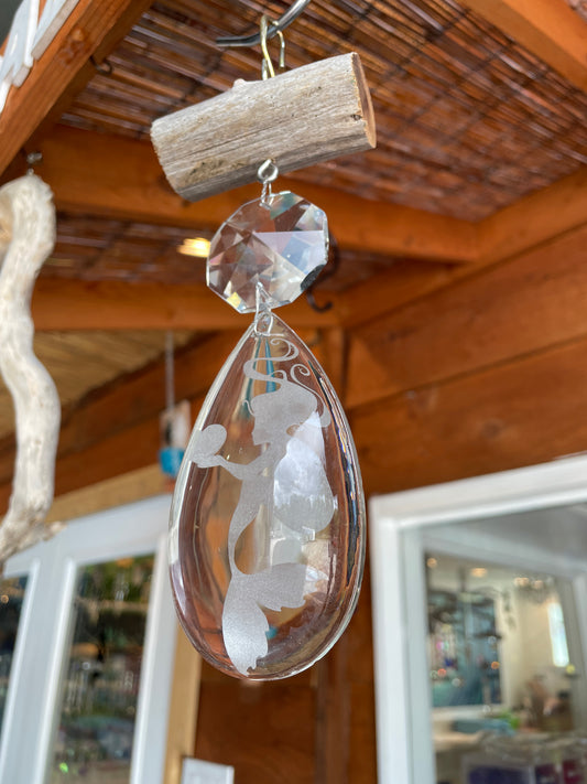 hand etched chandelier crystal sun catcher Dazzling driftwood