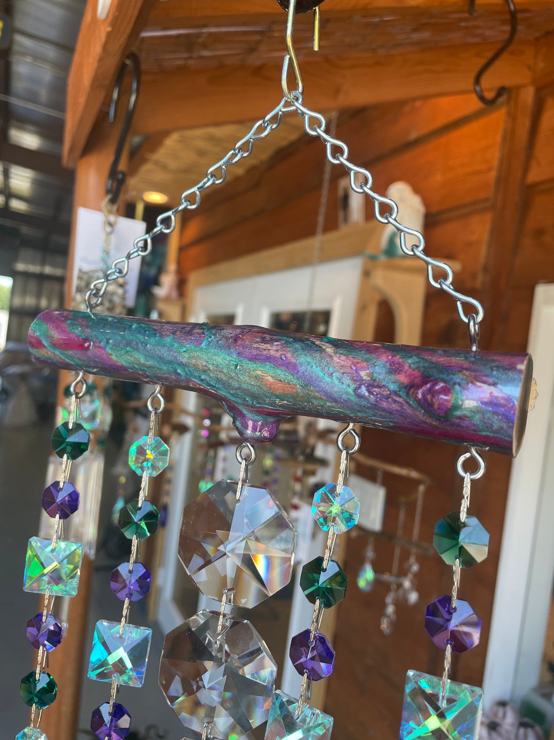 rainbow tree epoxy resin driftwood art