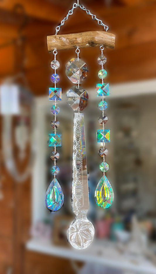 glistening three driftwood wind-chime extra extra large chandelier crystals
