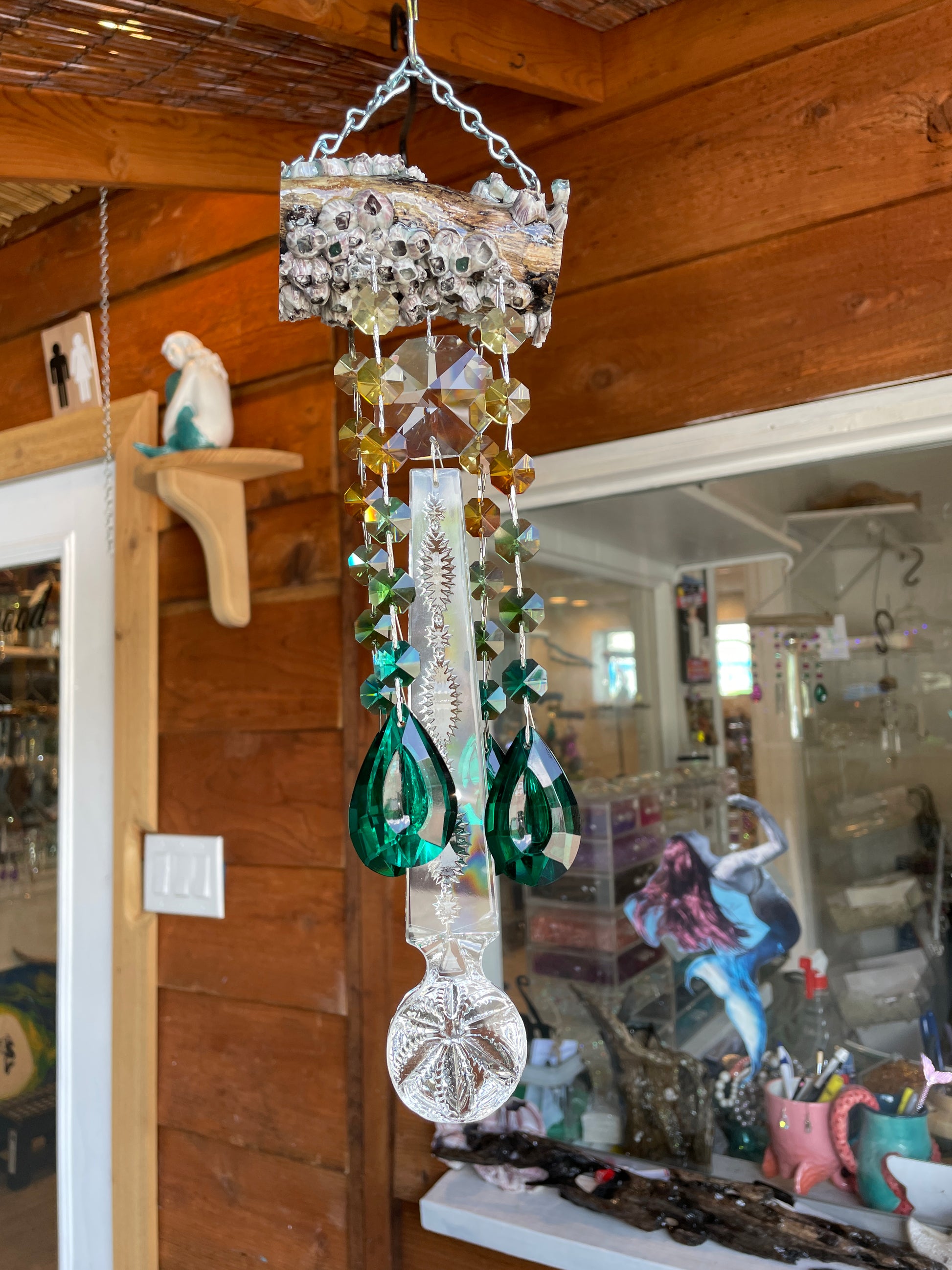 Barnacle wind chime 5 dandalion with real chandiler crystals