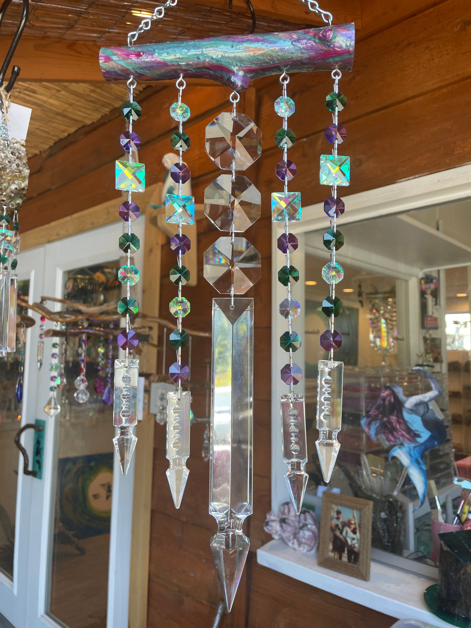 rainbow tree 5 chorus line wind-chime chandelier crystal art