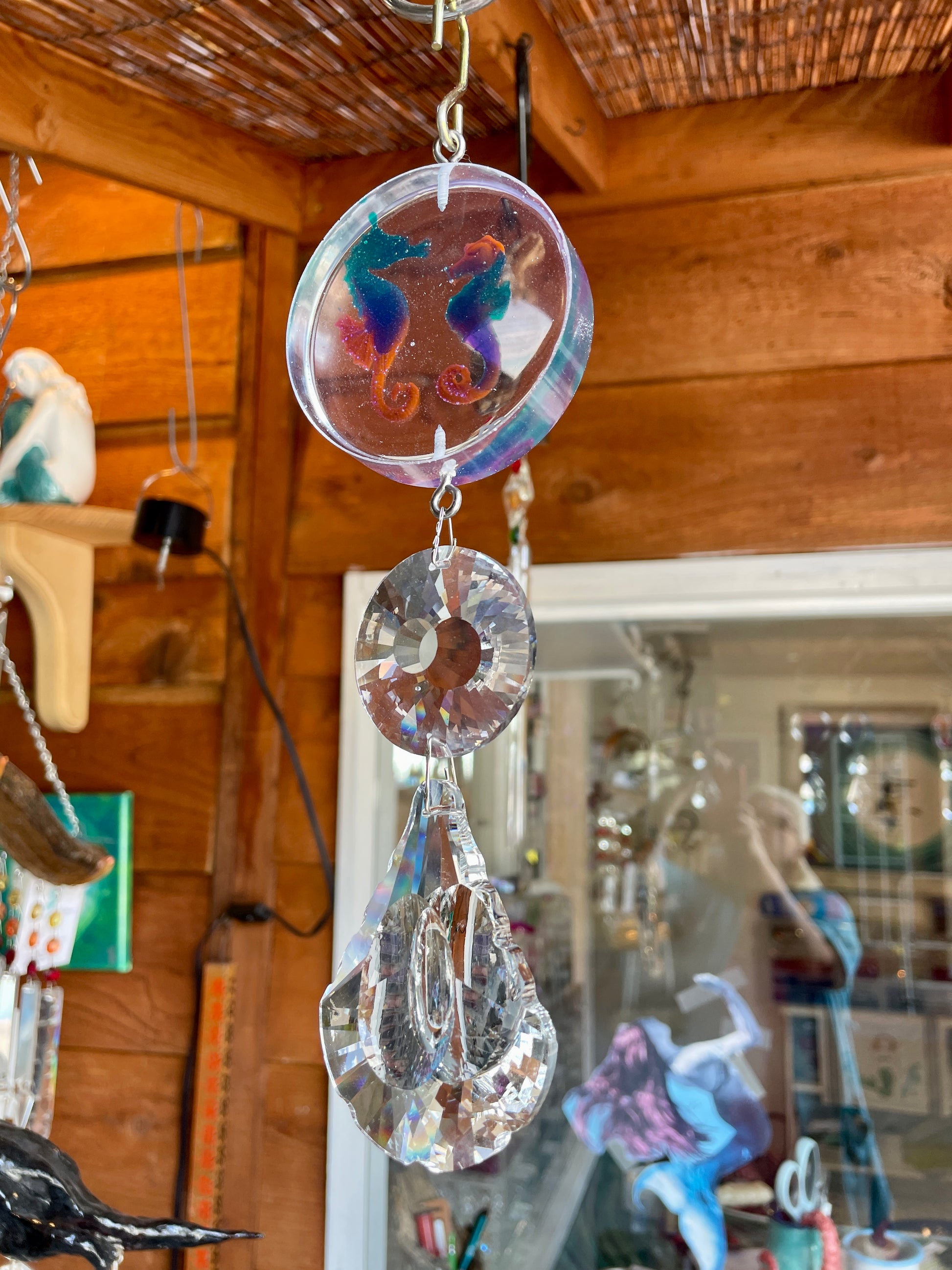 seahorse epoxy mini disk sun catching chandelier crystals