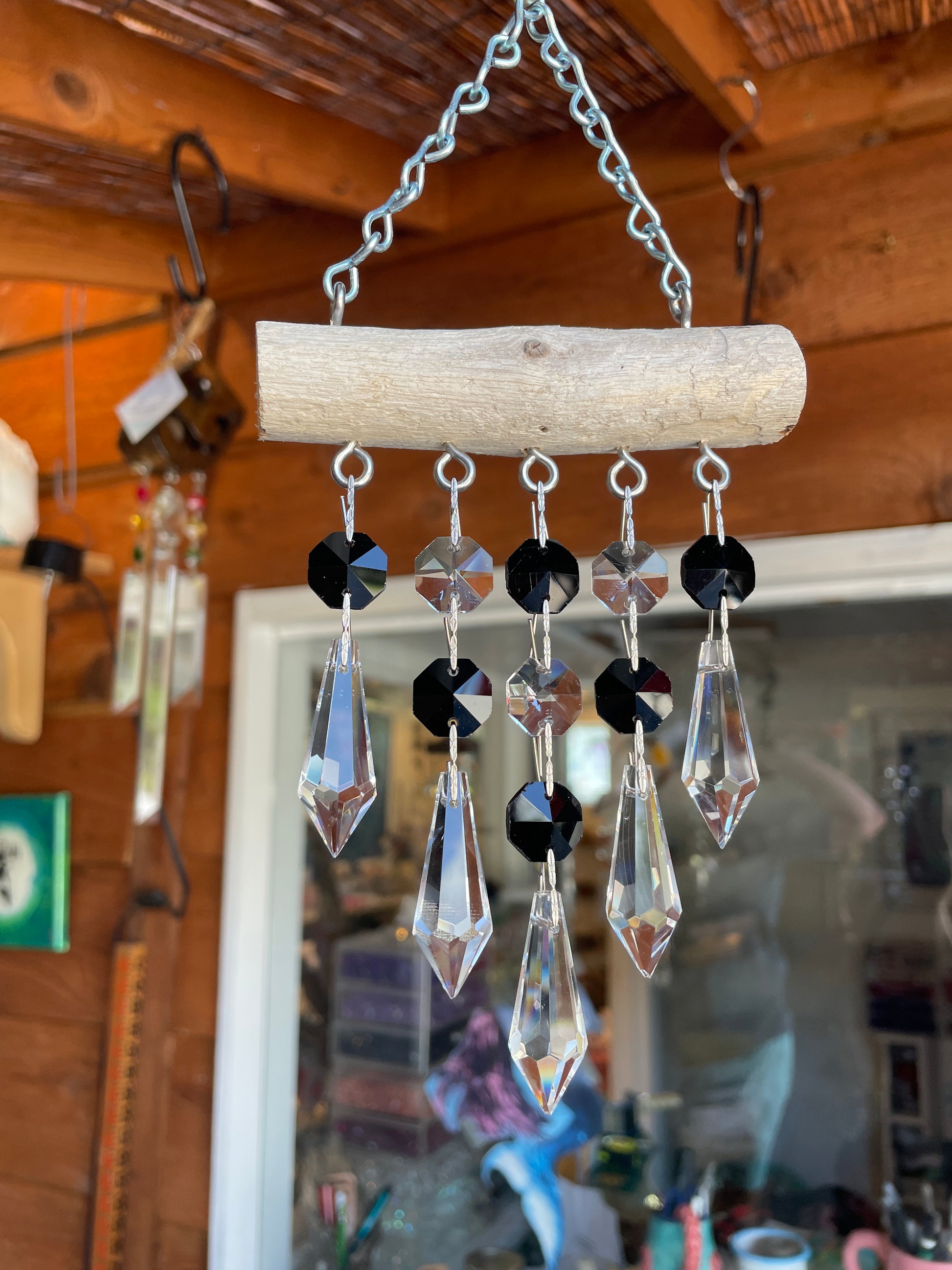 black and white-clear natural driftwood chandelier crystal sun/catcher