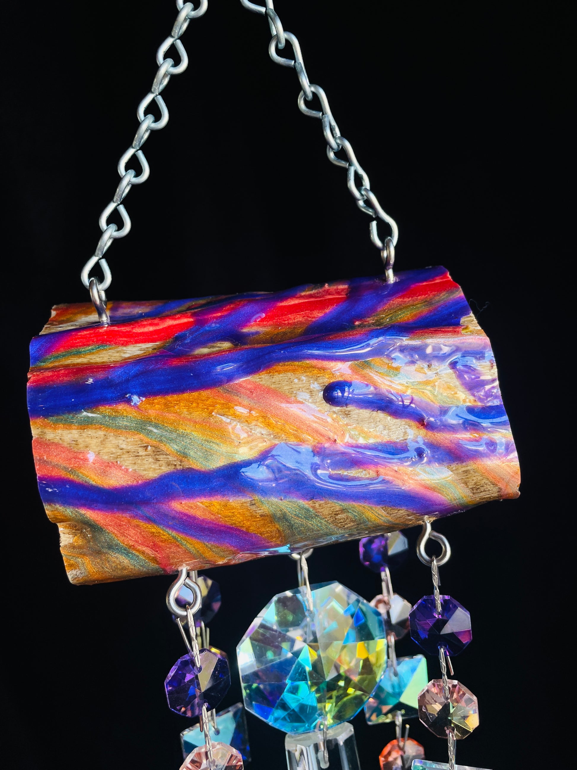 rainbow tree epoxy resin art by Dazzling Driftwood
