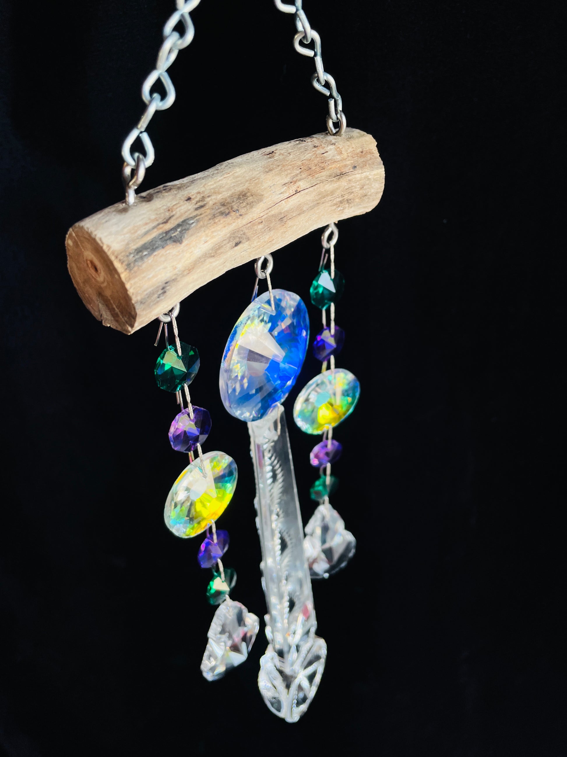 Dazzling Driftwood handmade chandelier crystal windchimes