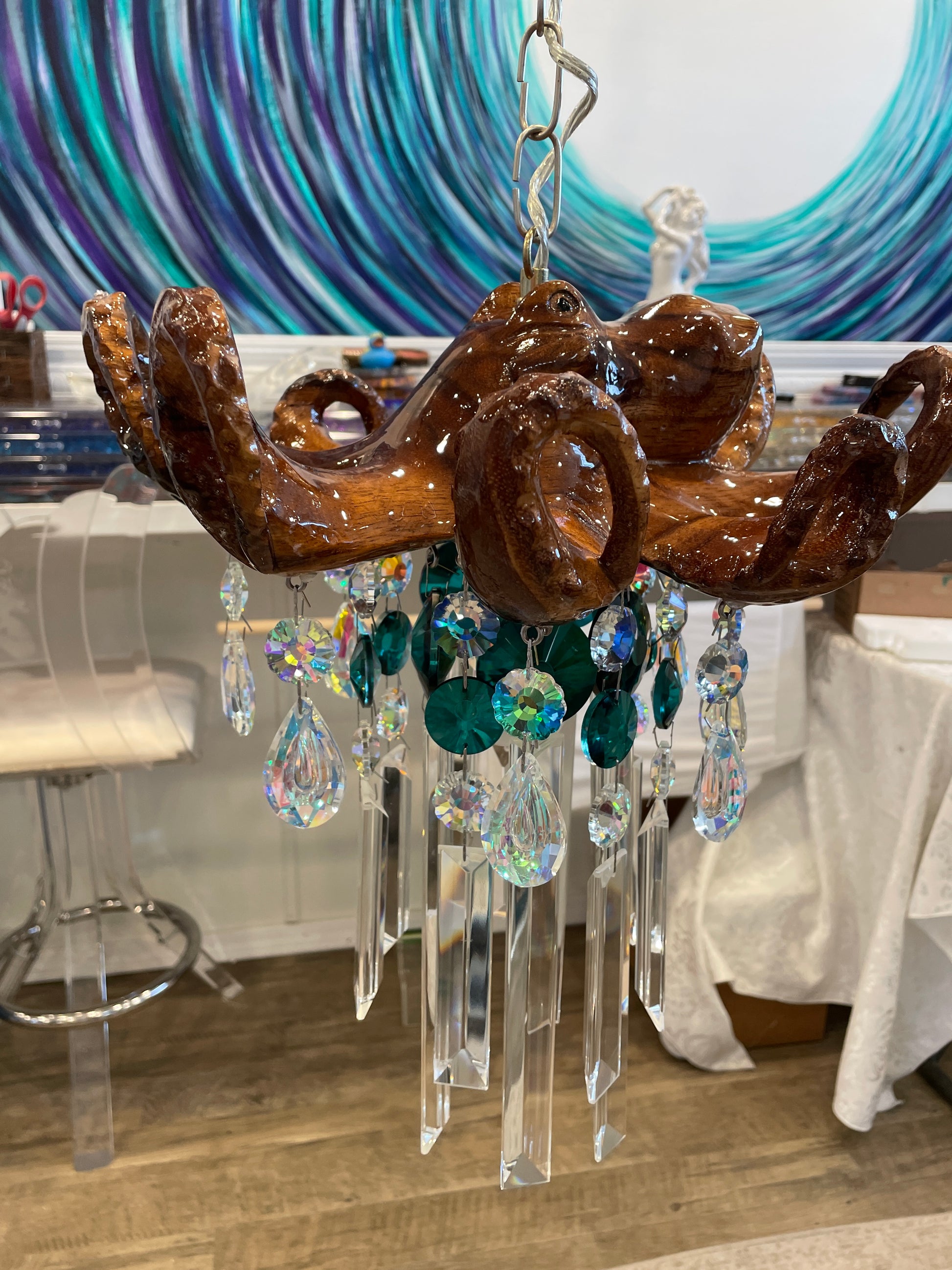 octopus chandelier with crystals light fixture dazzling dritwood