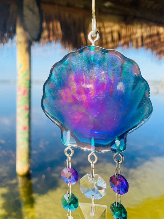 Epoxy Resin Seashell Sun Catcher Wind Chime 3 Strand
