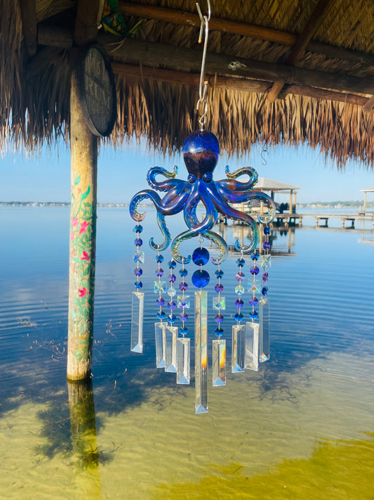 Epoxy Resin Octopus Sun Catcher Wind Chime 11 Strand