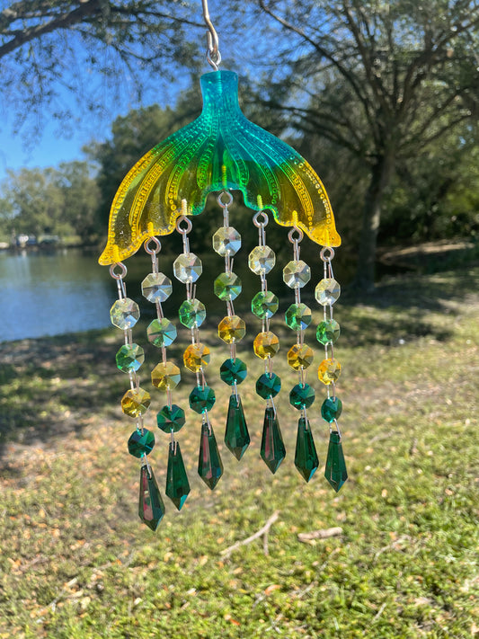 Mermaid tail handmade suncatcher by Dazzling driftwood