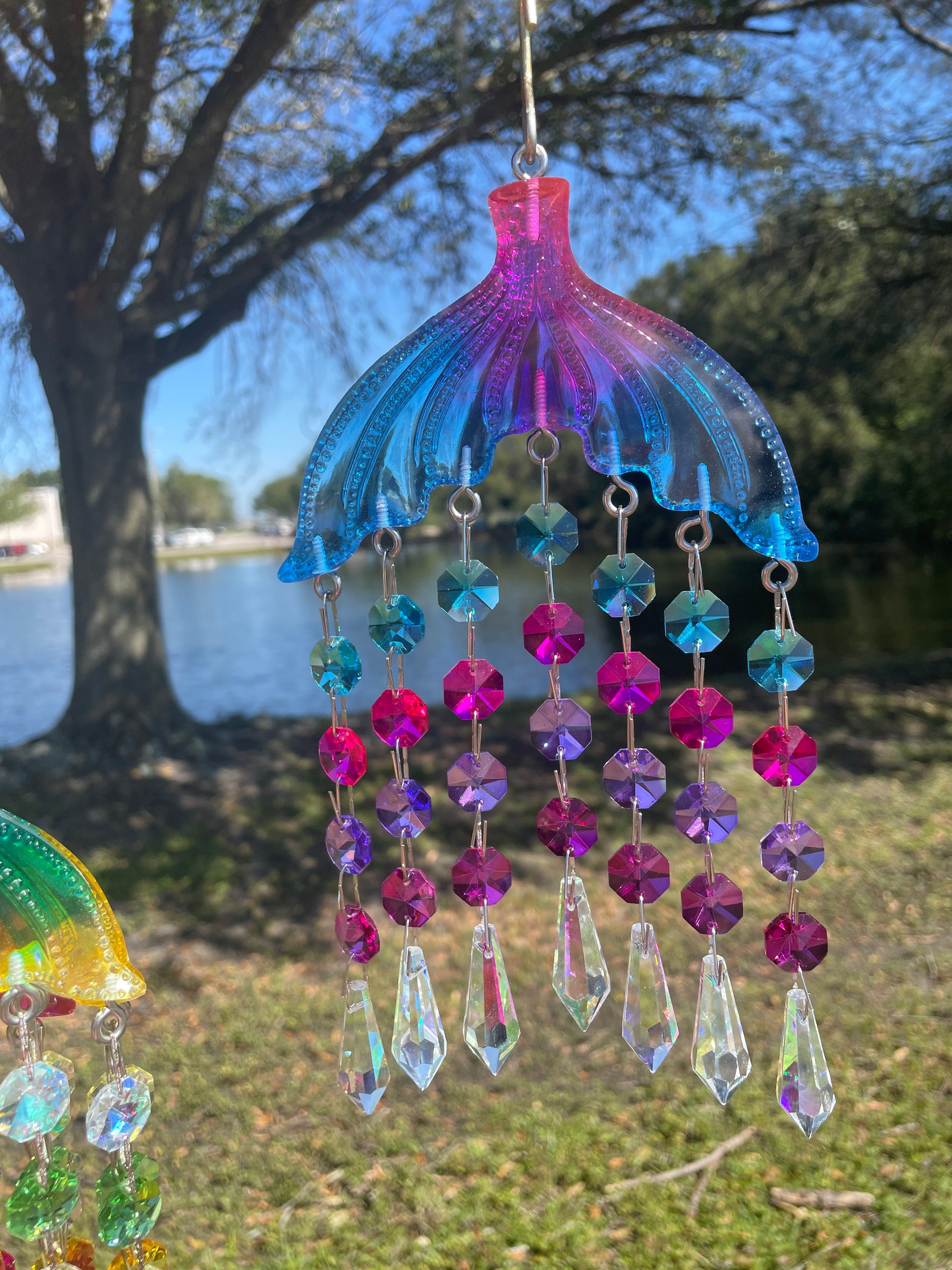 epoxy resin mermaid tail handmade suncatcher