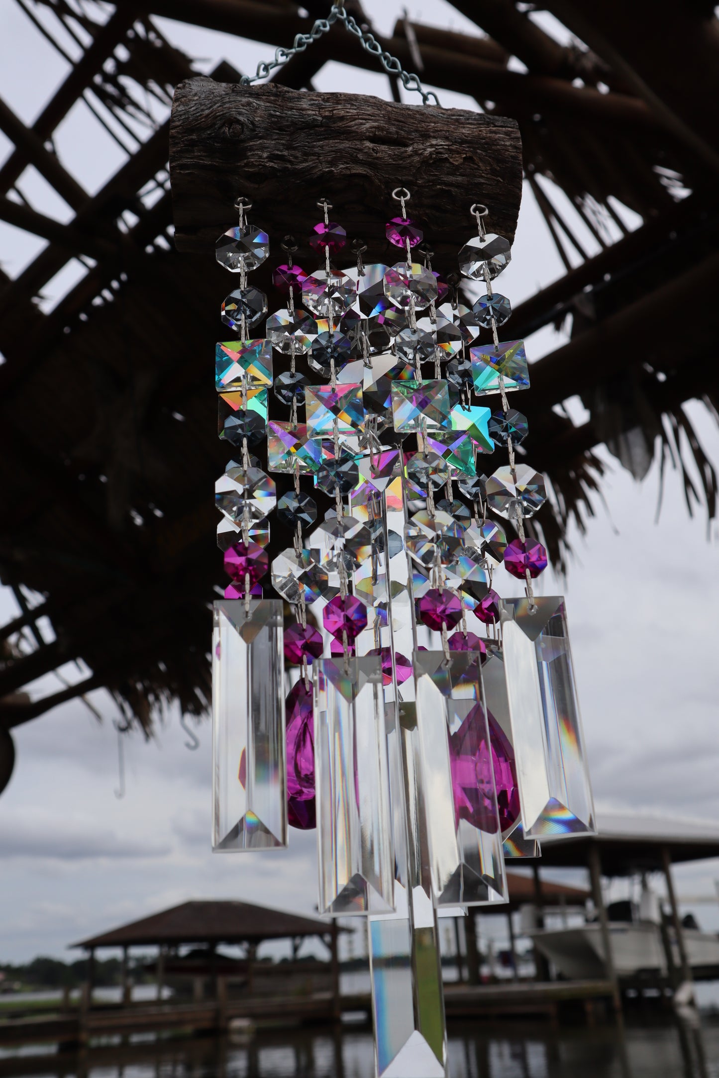 handmade chandelier crytal wind chime sun catcher dazzling driftwood