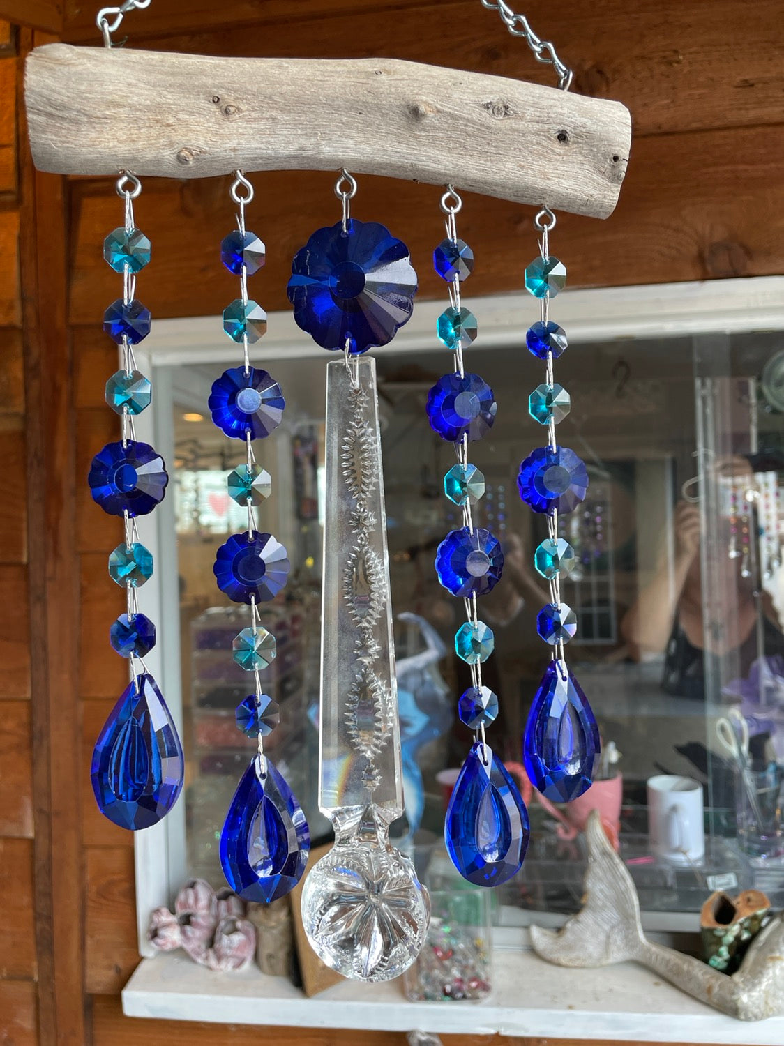 Dazzling Driftwood handmade blue windchime sun catcher Auburndale Florida
