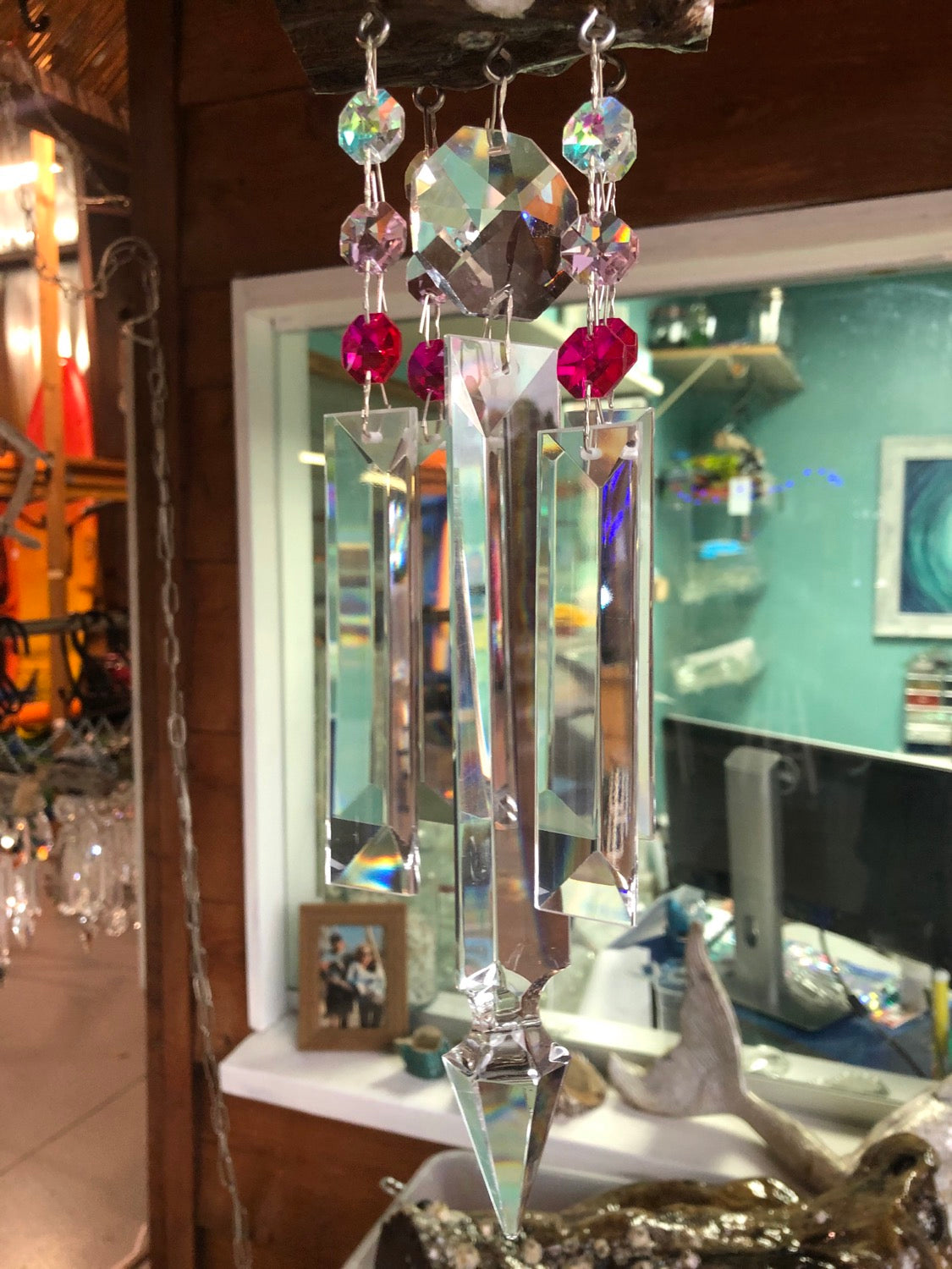 chandelier crystal wind-chime dazzling driftwood sun-catcher