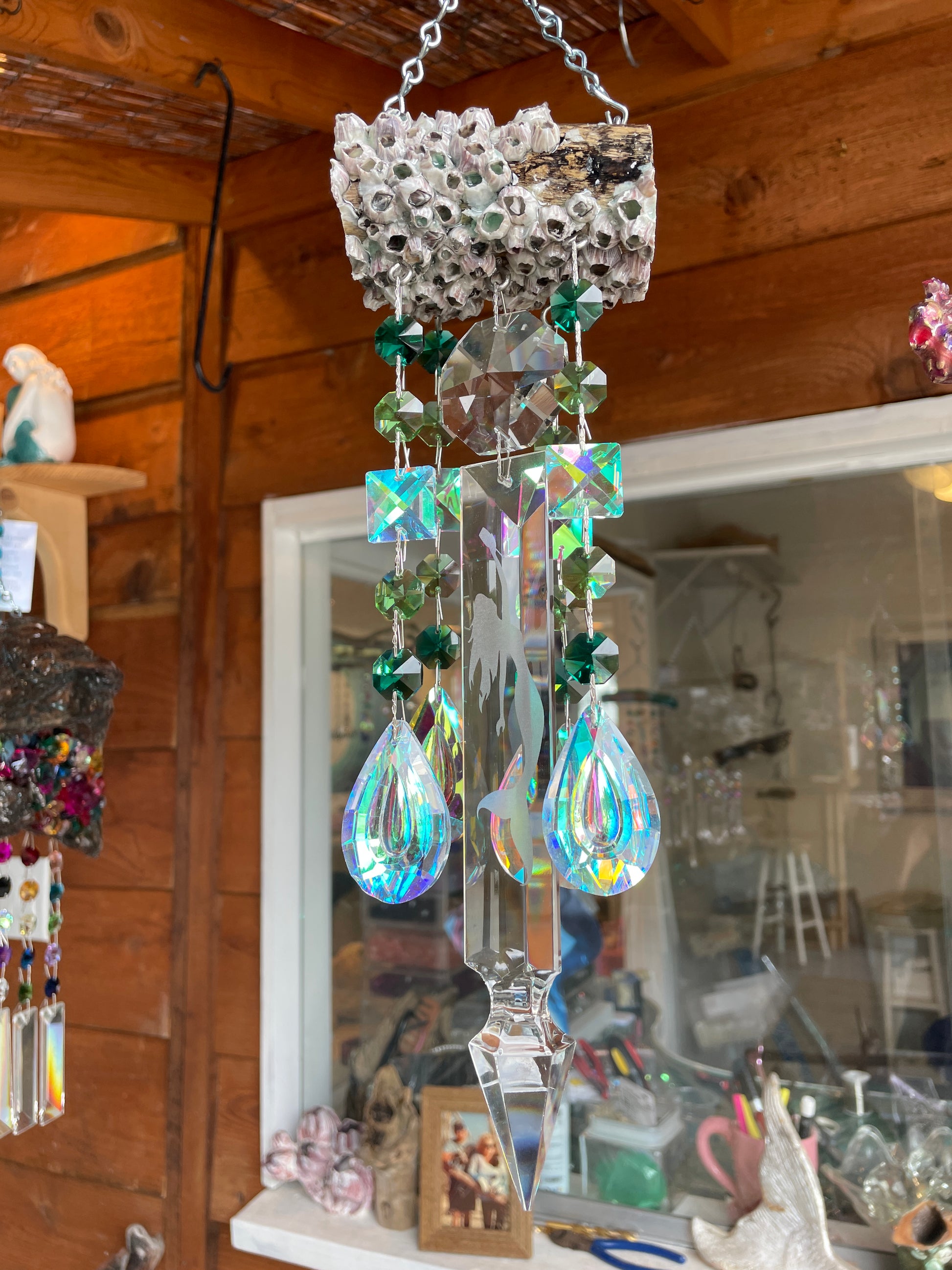 barnacle handmade windchime sun catcher Dazzling Driftwood