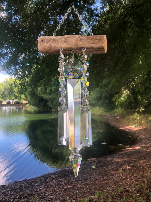 chandelier crystal wind chime sun catcher dazzling driftwood