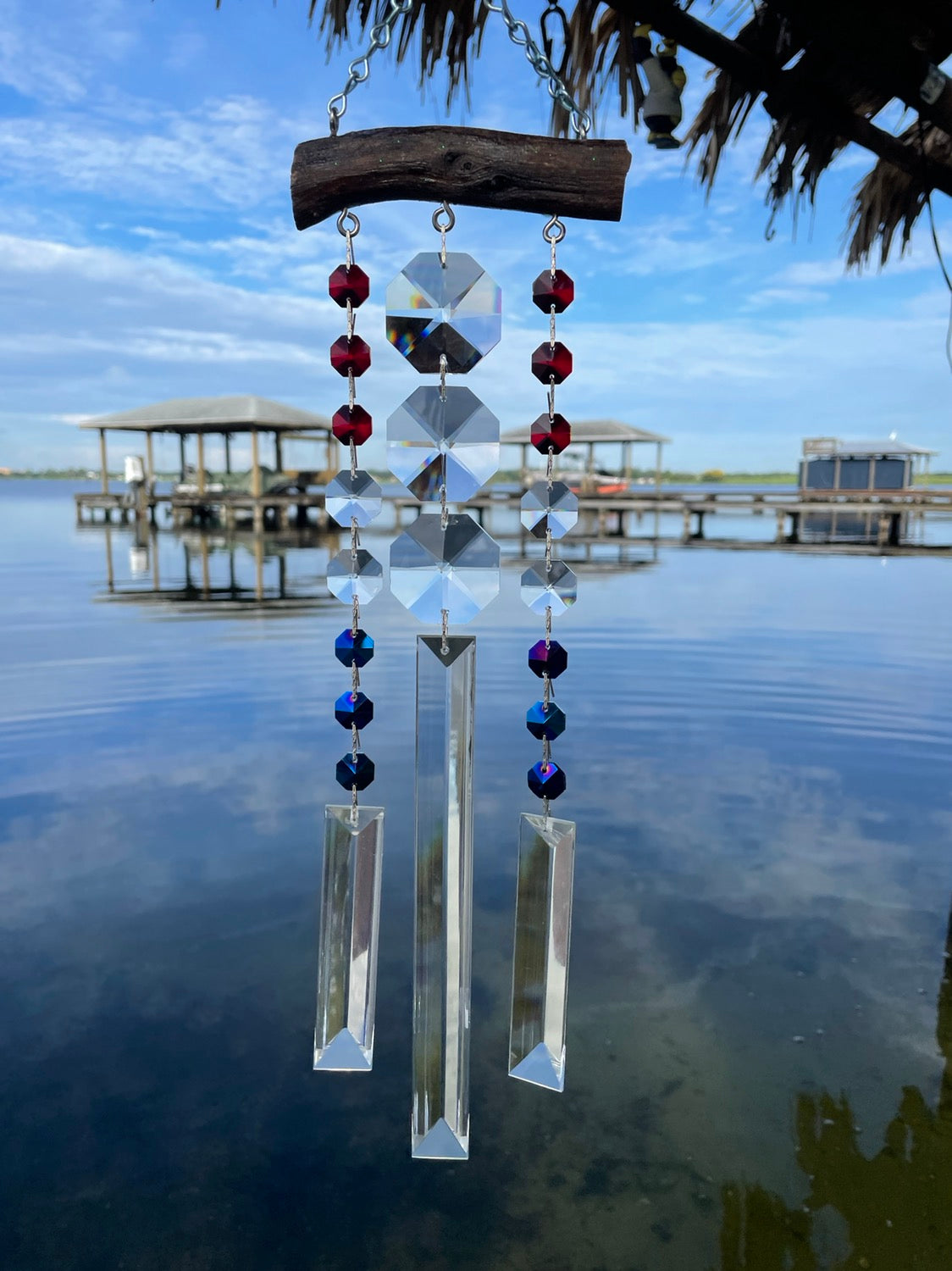 driftwood wind-chime chandelier crystal unique gifts dazzling driftwood art