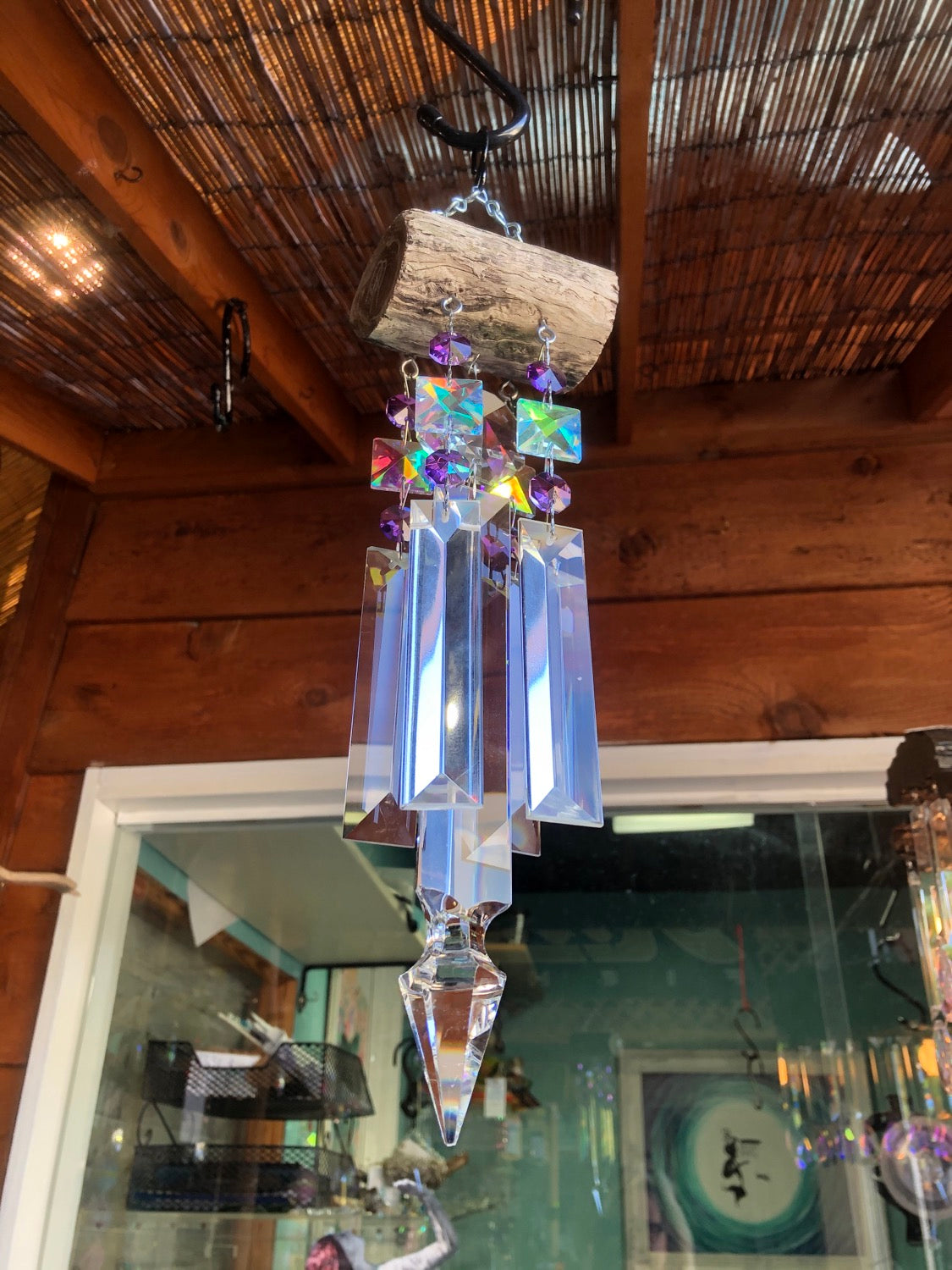 Dazzling Driftwood chandelier crystal wind chime sun catcher handmade art