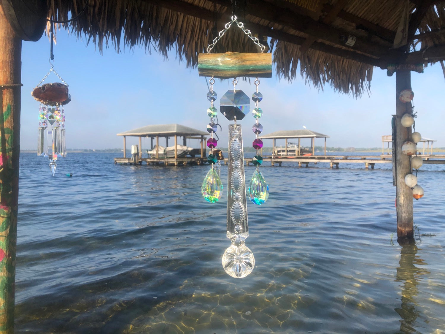 glistening epoxy-resin wind-chime 3 mermaid flamingo colors