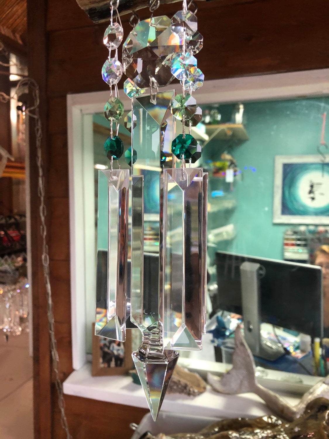 chandelier crystal wind-chime sun-catcher dazzling driftwood