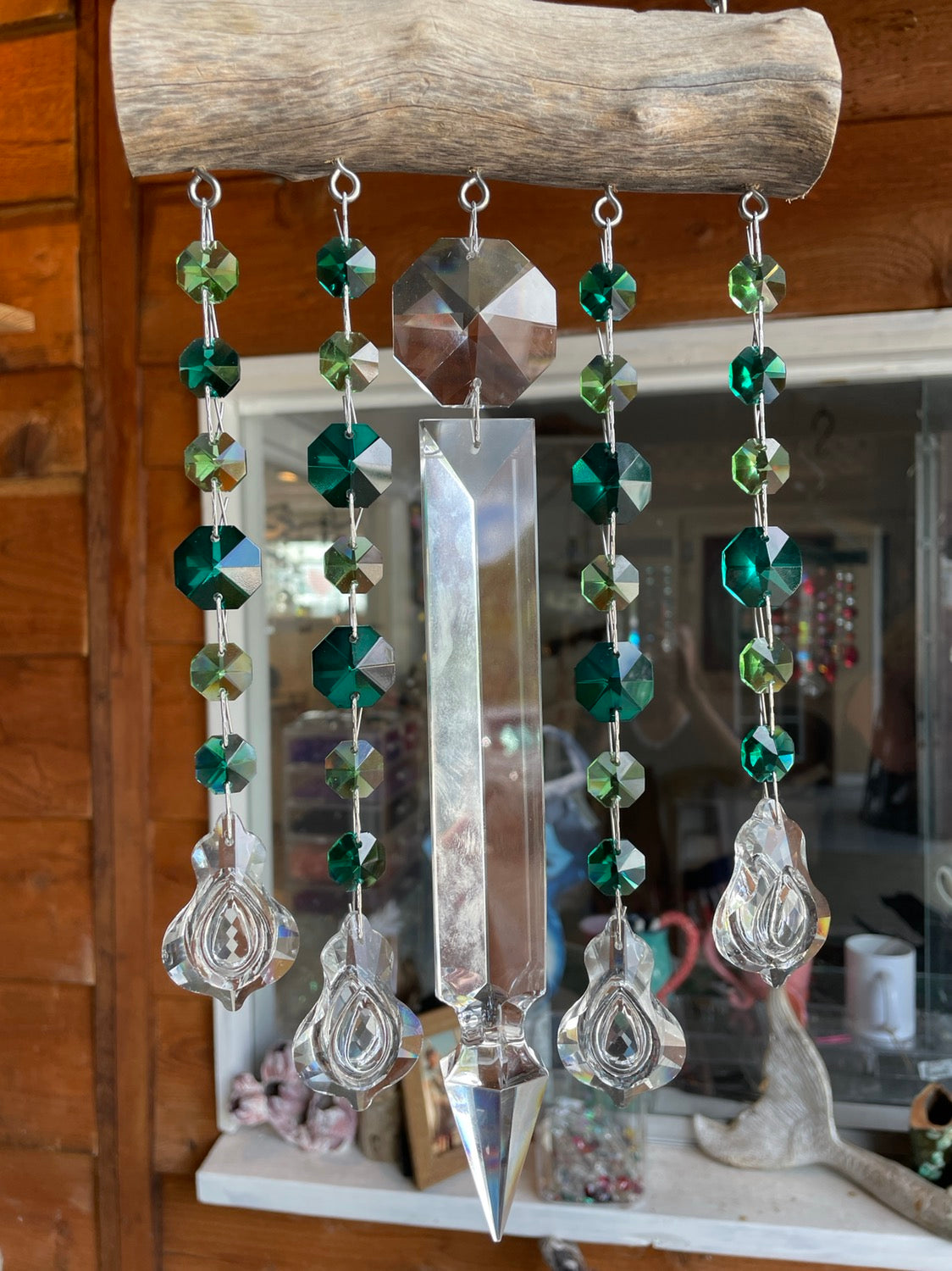 Dazzling Driftwood handmade green windchime sun catcher Auburndale Florida