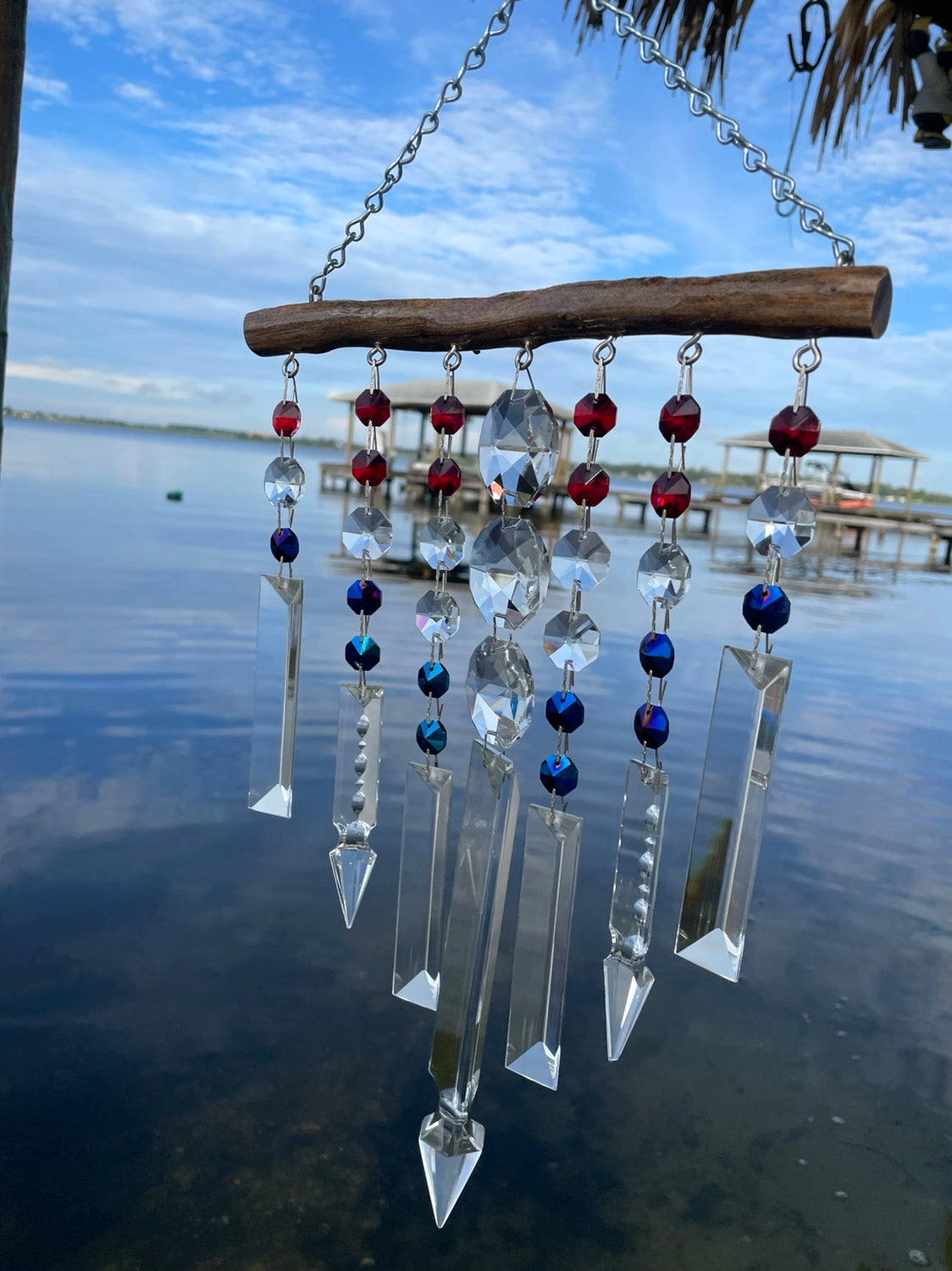 wind-chime dazzling driftwood chandelier crystals handmade art unique gifts
