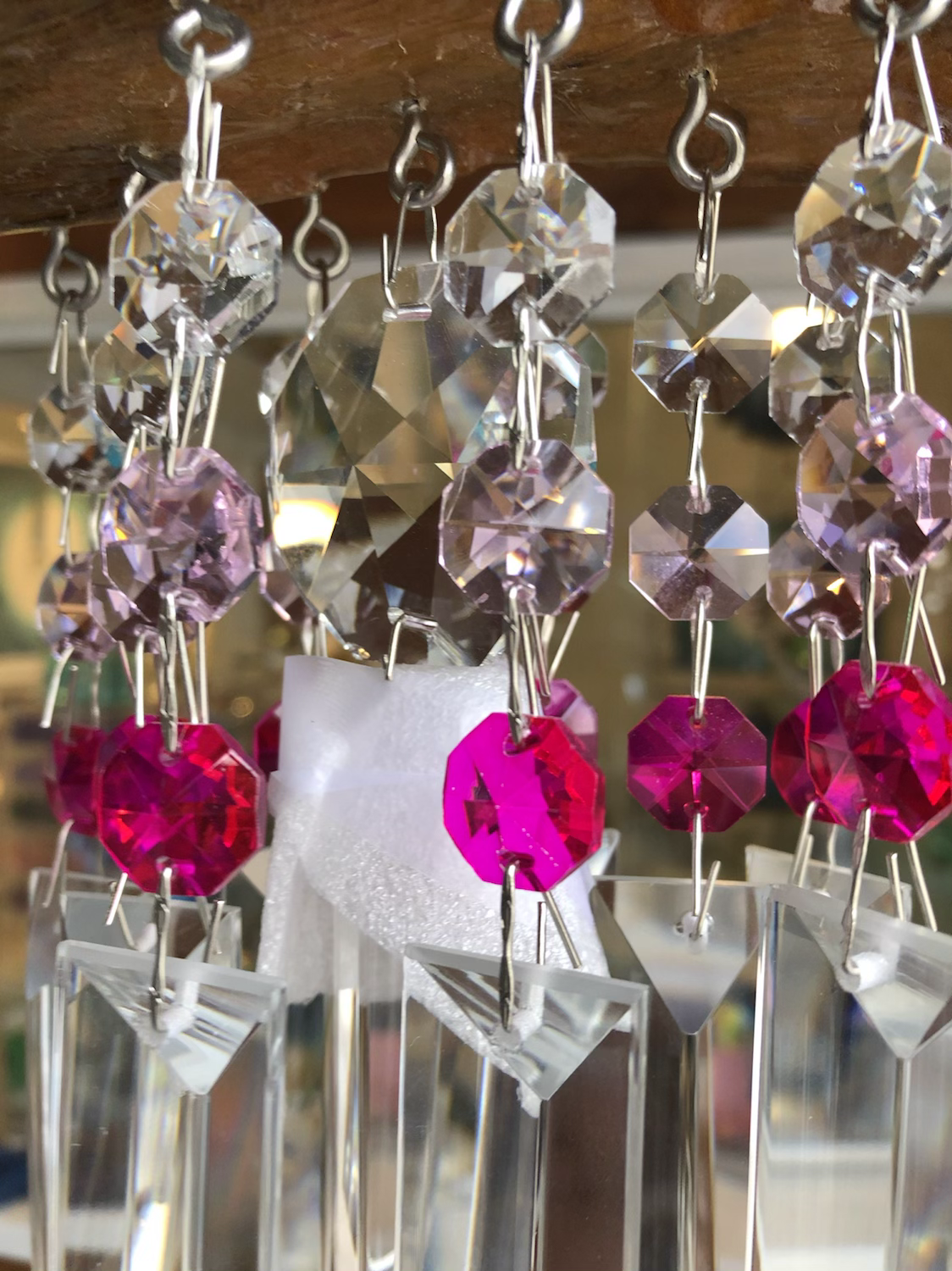 pink clear chandelier crystals