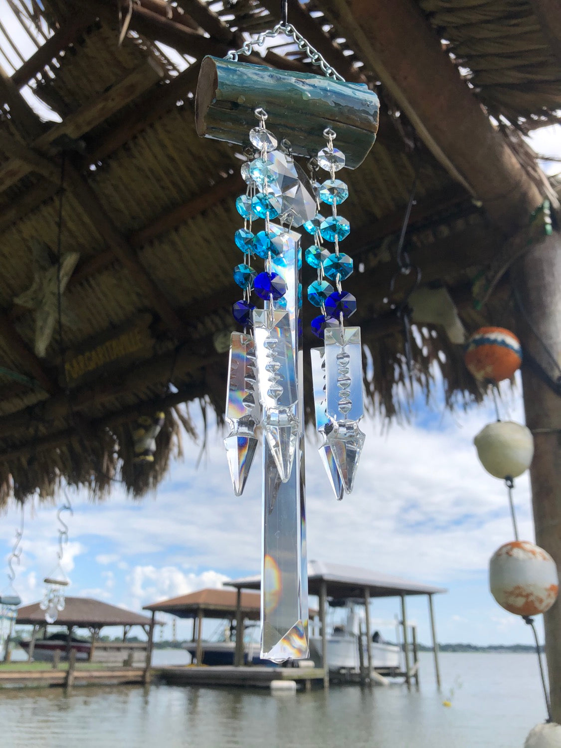 wind-chime sun-catcher dazzling driftwood chandelier crystals unique gifts handmade art