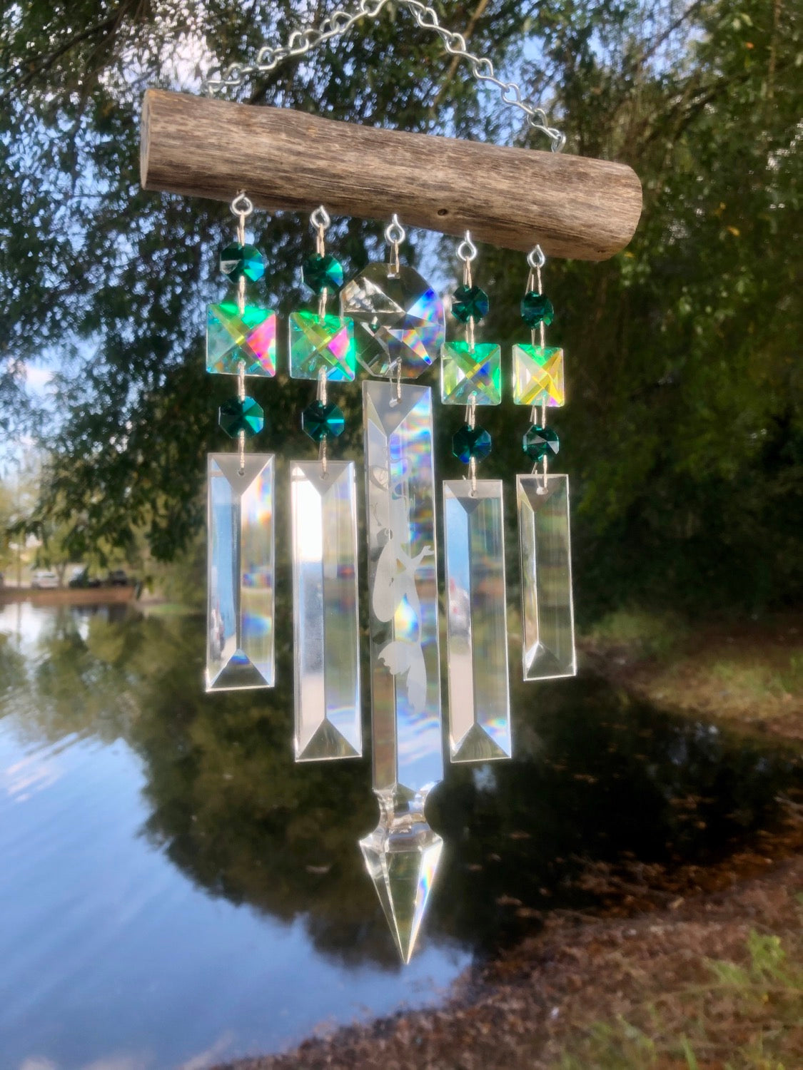 Dazzling Driftwood chandelier crystal wind chime sun catcher unique gifts