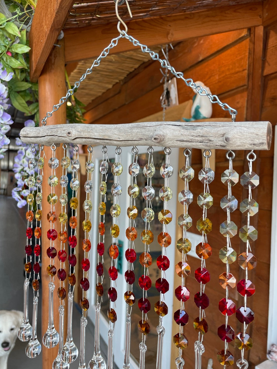 chandelier crystal sun catcher autumn theme dazzling driftwood