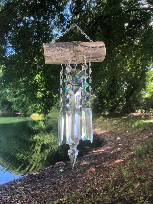 Dazzling Driftwood handmade wind chime sun catcher unique gift