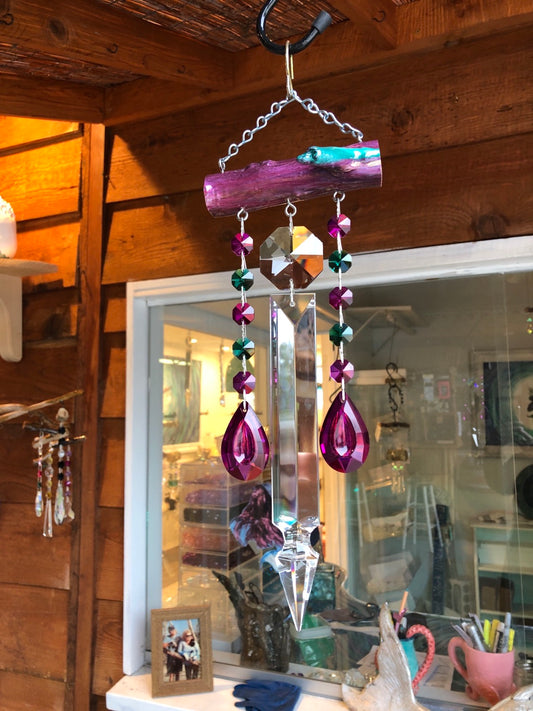 Dazzling Driftwood handmade windchime suncatcher