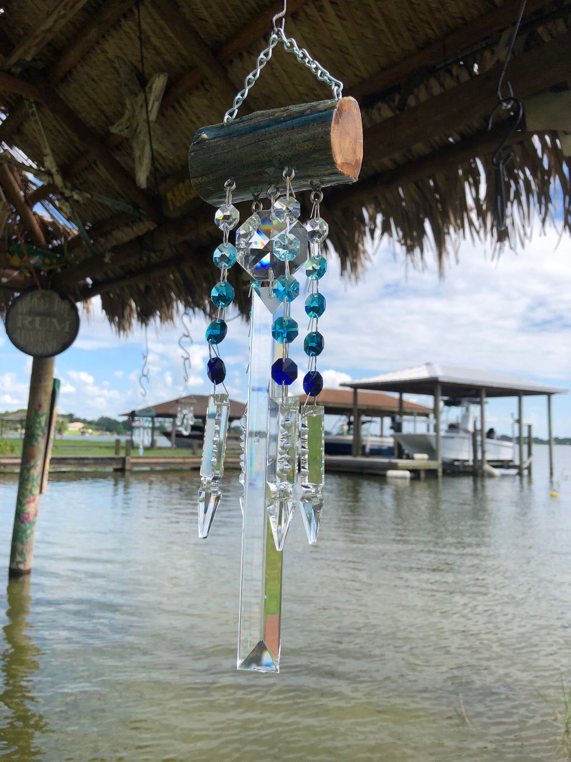 unique gifts dazzling driftwood wind-chime sun-catcher chandelier crystals
