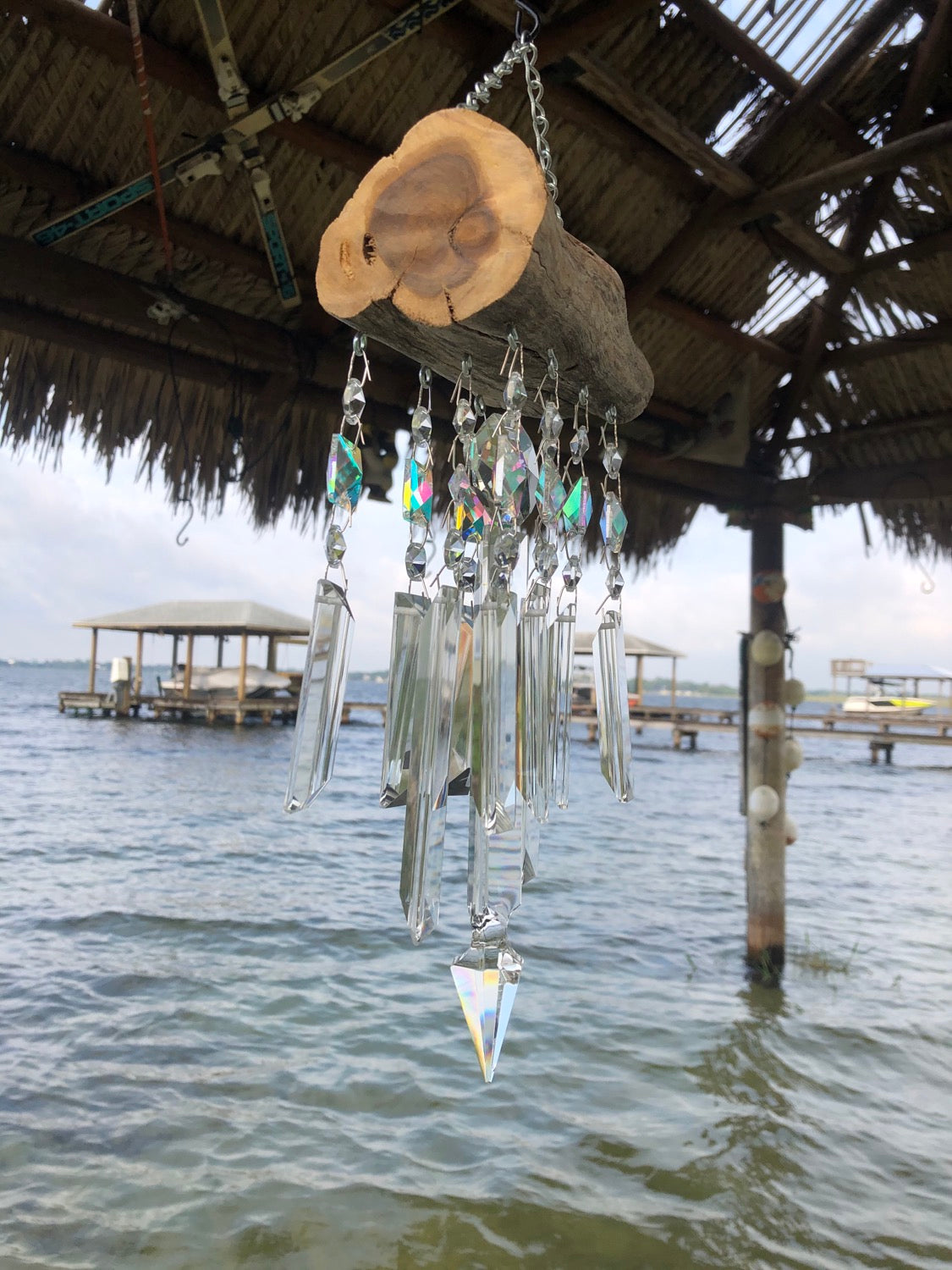 handmade wind chime sun catcher chandelier crystal art dazzling driftwood