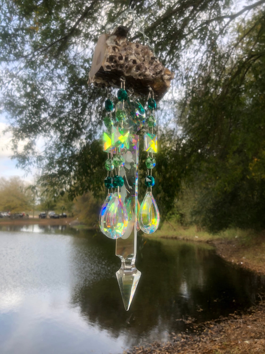 epoxy resin barnacle driftwood wind-chime sun-catcher handmade art