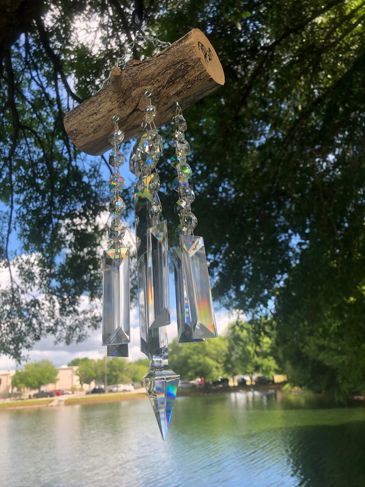 unique gift Dazzling Driftwood handmade wind chime sun catcher